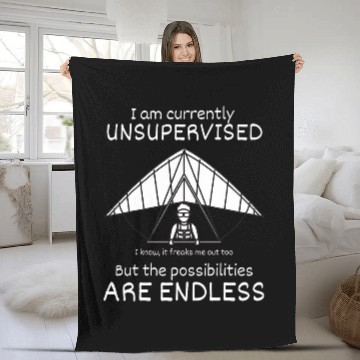 Discover Hang Gliding Currently Unsupervised Possibilities Endless Baseball Tees Fleece Blankets