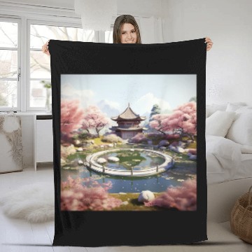 Discover Circular Oasis Korean Serenity Amid Reflective Waters Baseball Tees Fleece Blankets