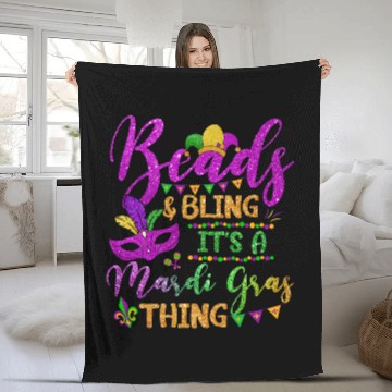 Discover beads and bling its a mardi gras thing fun colorful Fleece Blankets