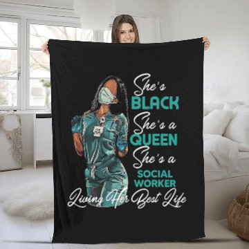 Discover Shes Black Shes a Queen Shes Social Worker Zip Fleece Blankets