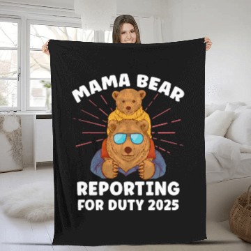 Discover Bear Pet Mama Bear Reporting For Duty 2025 Mom To Be Zip Fleece Blankets