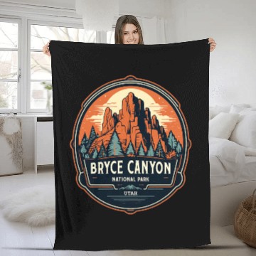 Discover Bryce Canyon National Park Graphic Utah Retro Camping Fleece Blankets
