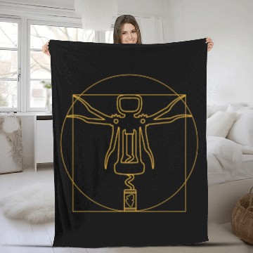 Discover Wines Fun Funny Leonardo Da Vinci Vitruvian Man Wines Corkscrew Fleece Blankets