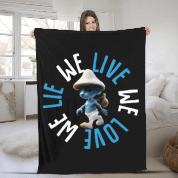 Discover Blue Mushroom Cat Meme We Live We Love We Lie Fleece Blankets