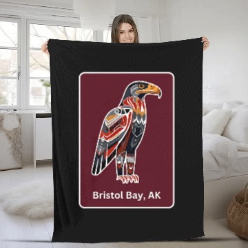 Discover Bristol Bay Alaska Native American Haida Style Hawk Art Fleece Blankets