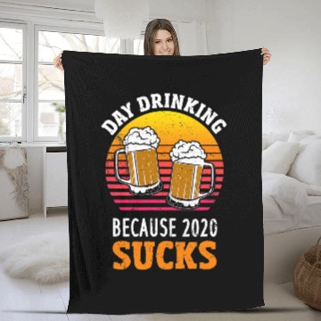 Discover Beer Fun Day Drinking Because Sucks Retro Sunset Beer Drinking Fleece Blankets