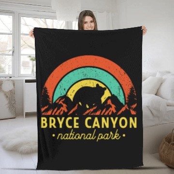 Discover Bryce Canyon National Park Retro Sunset vintages 3 Fleece Blankets