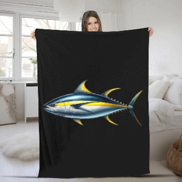 Discover Fishing Lover Fish Graphic Design Yellowfin Tuna Fleece Blankets