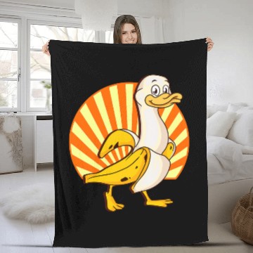Discover Duck Pet Banana Lover Banana Duck Fleece Blankets