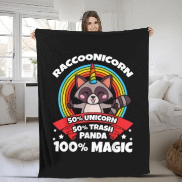 Discover Raccoon Pet Unicorns Cute Trash Panda Animal Ringtail 3 Fleece Blankets