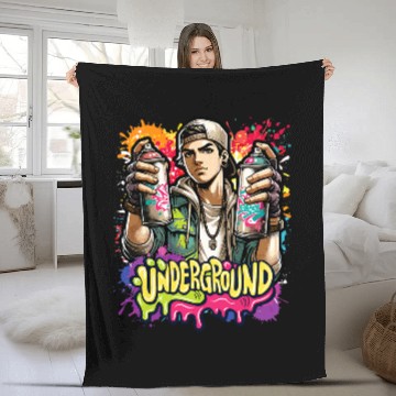 Discover Graffiti Artist Spray Cans Tagger Underground Street Art Fleece Blankets