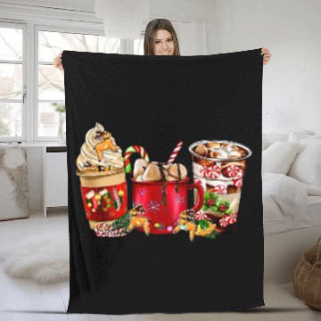 Discover Coffee Fun Hot Cocoa Christmas Drinks Fleece Blankets
