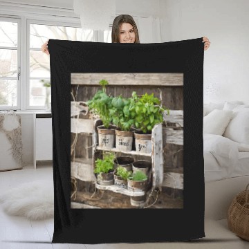 Discover Herb Garden Rustic Markers Fleece Blankets