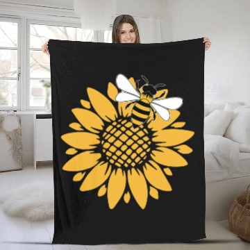 Discover Bumblebee Sunflower Springtime Save The Bees Honeybee Fleece Blankets