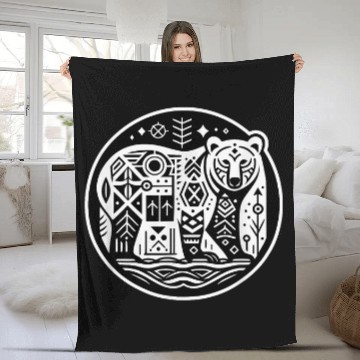 Discover Bear Pet Pacific Northwest Native American Indian Style Grizzly Bear 3 Baseball Tees Fleece Blankets