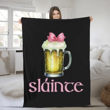 Discover Beer Fun Coquette Slainte Green Beer Pink Bow St Patrick s Day Baseball Tees Fleece Blankets