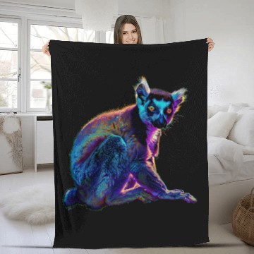 Discover Lemur Pet Madagascar Monkey Artwork Animal Print Drawing Lemur Zip Fleece Blankets
