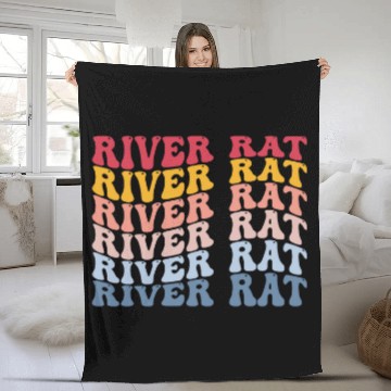 Discover Funny River Kayaking Funny Kayaker River Rat Fleece Blankets