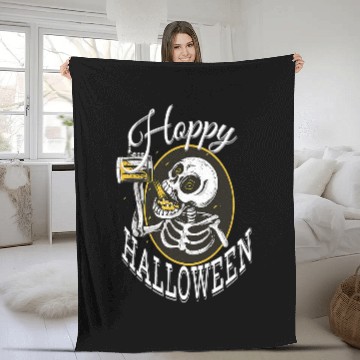 Discover Beer Fun Hoppy Halloween Funny Beer Halloween 3 Fleece Blankets