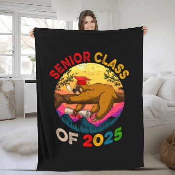 Discover Sloth Pet Senior Class Of 2025 Sloth Sleeping Flowers Graduate Fleece Blankets