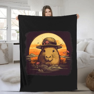Discover capybaras Pet Sunrise 1 Fleece Blankets