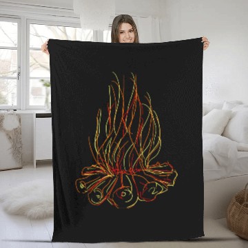 Discover Campfire Fireplace Bonfire Fleece Blankets