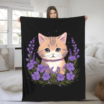 Discover cat lavender flowers photography bushes lavenderfields Zip Fleece Blankets