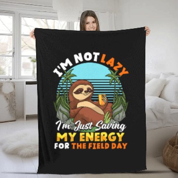 Discover Funny Sloth Im Not Lazy Just Saving My Energy For Field Day Baseball Tees Fleece Blankets
