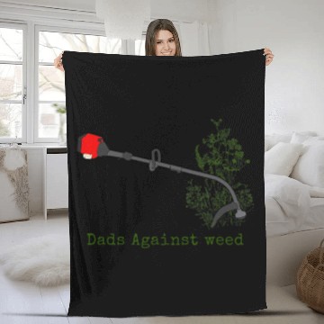 Discover Dads Against weeds Funny Gardening Lawn Mowing Fleece Blankets