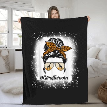 Discover Giraffe Pet mom Bleached Messy Bun Leopard Mother s Day Zip Fleece Blankets