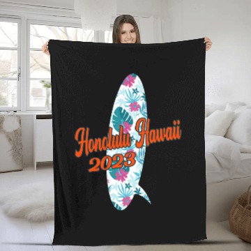 Discover Honolulu Hawaii Beach Surf Surfing Tropical Vacation Fleece Blankets