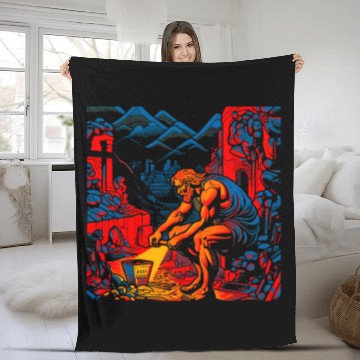 Discover Hephaestus Greek Mythology God of Fires Blacksmith Fleece Blankets
