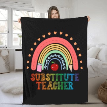 Discover Substitute Teacher Rainbow Substitute Teaching Fleece Blankets