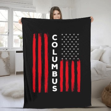 Discover Columbus Day Distressed USA Flag Fleece Blankets