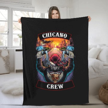 Discover Chicano Crew Motorcycle Biker Skull Fleece Blankets