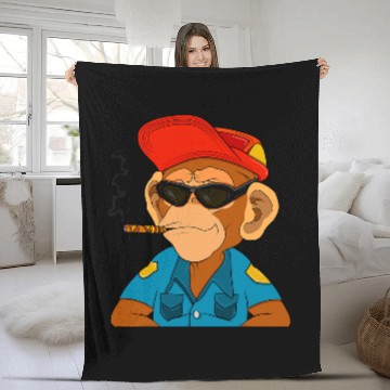 Discover Police Job Ape NFT Themed Monkey Officer Zip Fleece Blankets