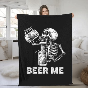 Discover Beer Fun Beer Me Skeletons Scary Spooky Drinking Men Party Fleece Blankets