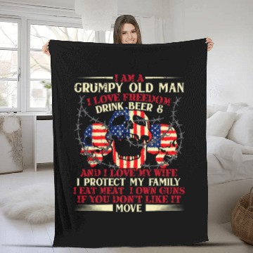 Discover Beer Fun I Am A Grumpy Old Man I Love Freedom Drink Beer Fleece Blankets