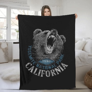 Discover Bear Pet Yosemite National Park Bear Graphic Baseball Tees Fleece Blankets