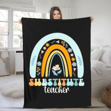 Discover Substitute Teacher Rainbow Sub Teacher 1 Fleece Blankets