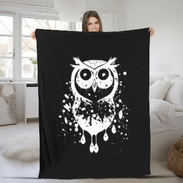 Discover Owl Pet Ink Dripping Owl Fleece Blankets