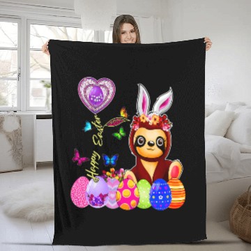 Discover Happy Easter Egg Hunt Cute Sloth Bunny Toddler Girl Kid Fleece Blankets