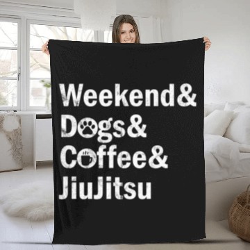 Discover Coffee Fun Weekend Dog Coffee Brazilian Jiu Jitsu Distressed Fleece Blankets