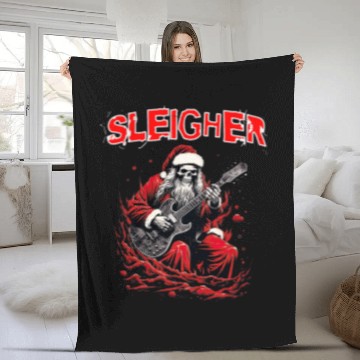Discover Christmas Sleigher Santa Skeletons Electric Guitar Fleece Blankets