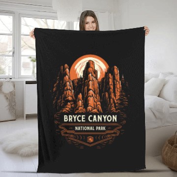 Discover Cute Bryce Canyon National Park Retro Utah Graphic Fleece Blankets