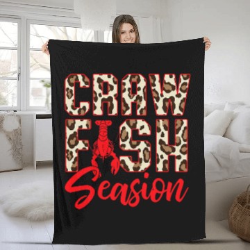Discover Cajun Crawfish Boil Party Crawfish Leopard Print Mardi Gras Fleece Blankets