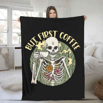 Discover Coffee Fun Skeletons But First Coffee Baseball Tees Fleece Blankets