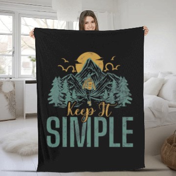 Discover Camping Keep It Simple Sunset Forest Woods Mountain Campers Baseball Tees Fleece Blankets