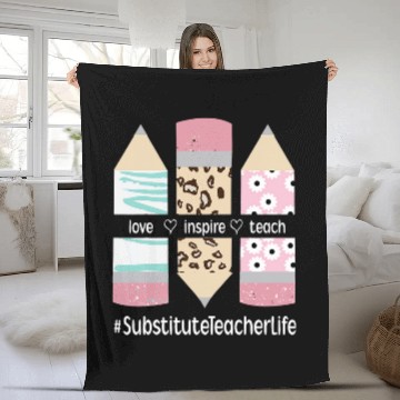 Discover Love Teach Inspire Substitute Teacher Substitute Teaching Fleece Blankets