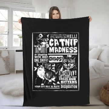 Discover Catnip Madness Cute Kitten Cat Lover Gift for Cat Owners Fleece Blankets